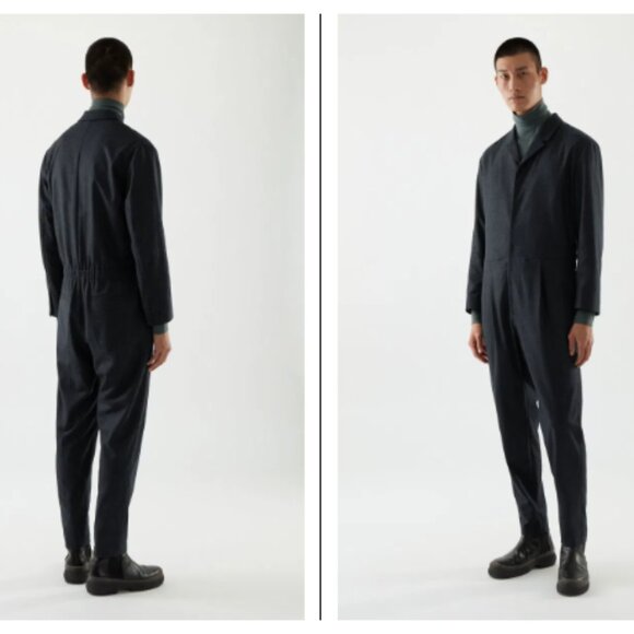 NWT COS Mens Size 34R Wool Mix Felt Boilersuit Jumpsuit Lined Gray Rare $225 - Picture 1 of 16